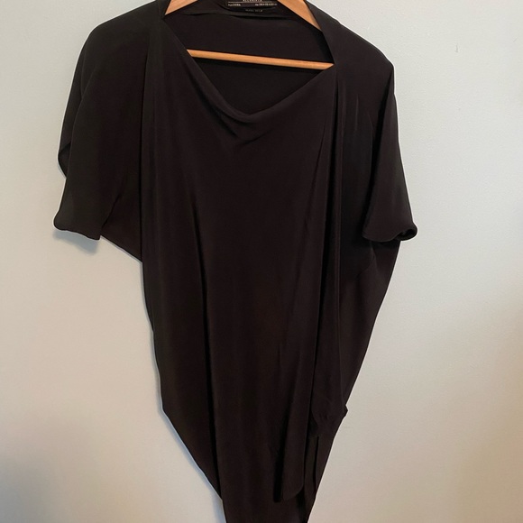 COPY - ALLSAINTS black silk off the shoulder blouse - Picture 2 of 3
